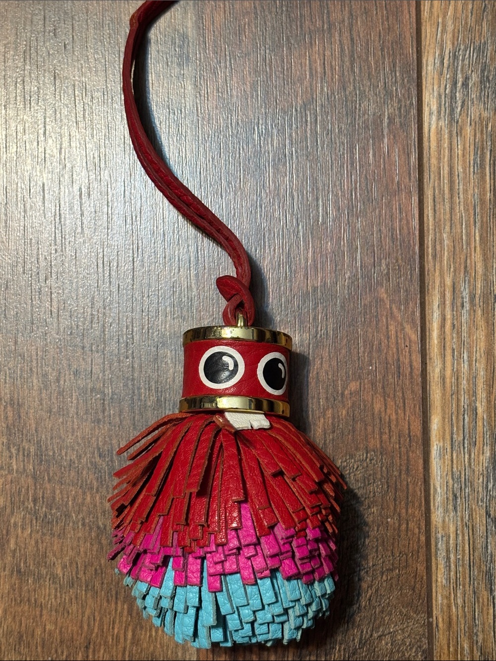 Fossil Red Multicolor Leather Tassel Bag Charm Monster Charm